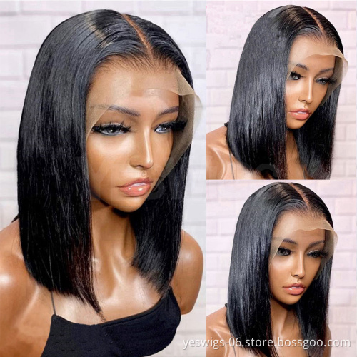 Straight Short Bob Wigs Human Hair Hd Full Lace Front Wig Raw Brazilian Natural Virgin Human Hair Transparent Lace Frontal Wig